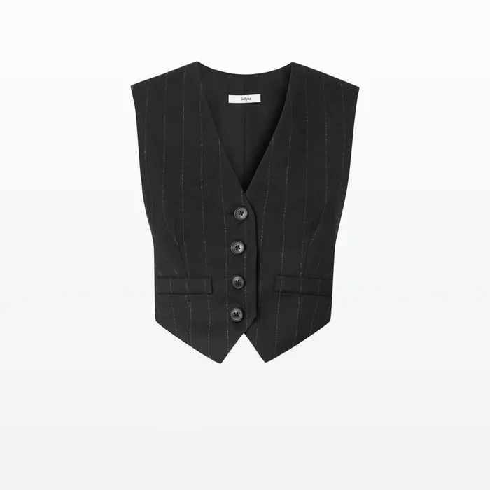 Safiyaa Lana Black Waistcoat Women Tops