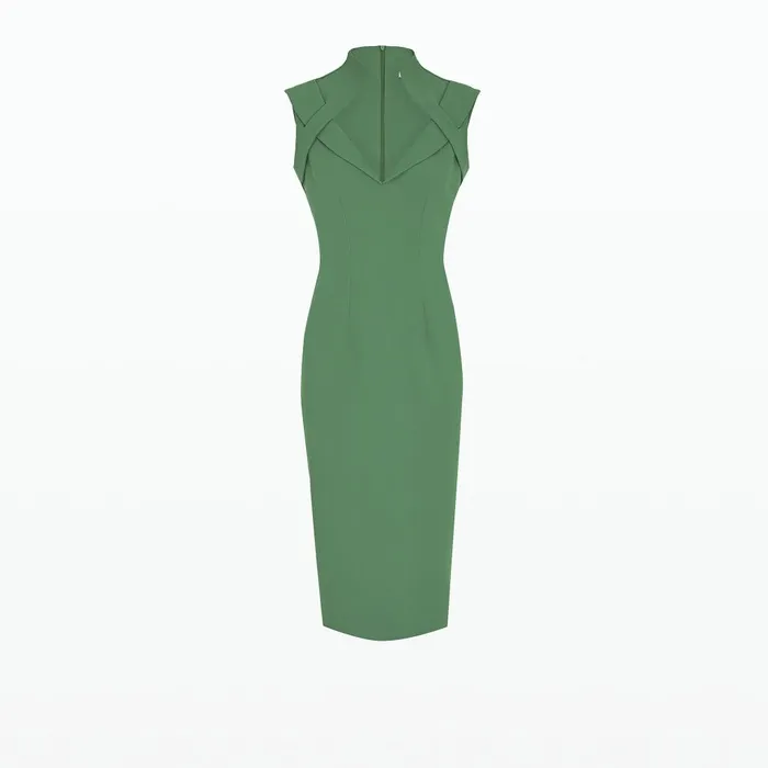 Safiyaa Loide Fern Green Midi Dress Women Dresses