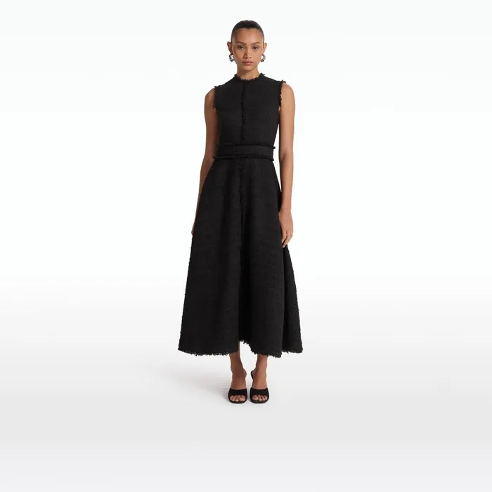 Safiyaa Mary Black Midi Dress Women Dresses