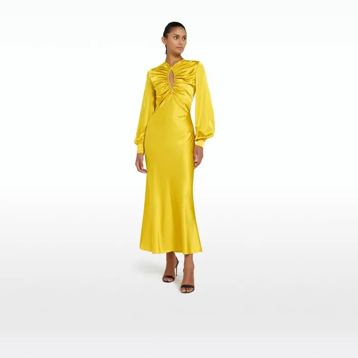 Safiyaa Penelope Canary Midi Dress Women Dresses