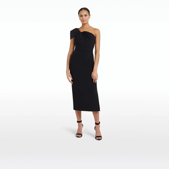 Safiyaa Petal Black Midi Dress Women Dresses