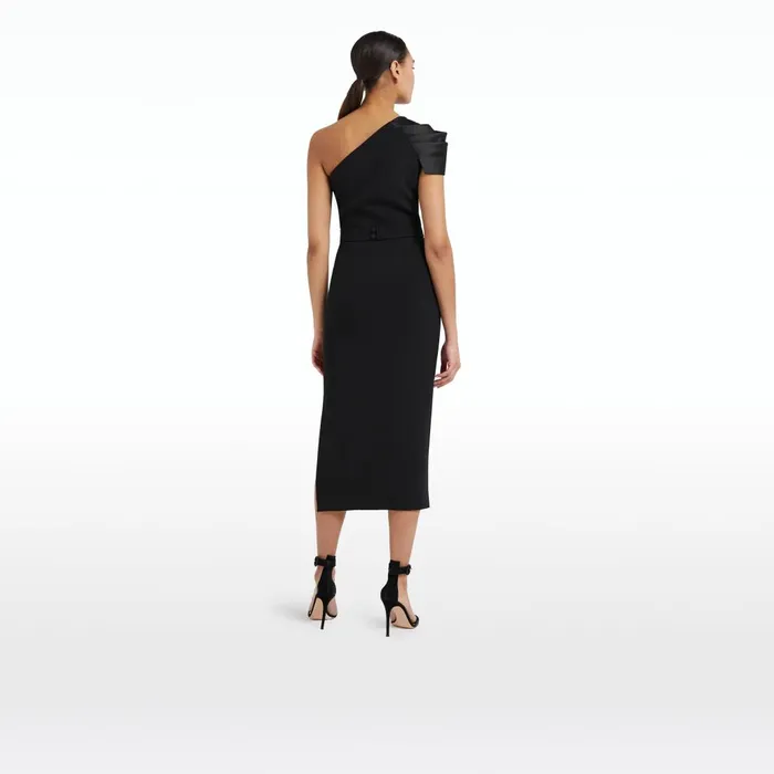 Safiyaa Petal Black Midi Dress Women Dresses