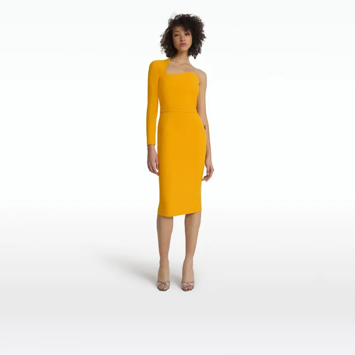 Safiyaa Qwenda Ochre Midi Dress Women Dresses