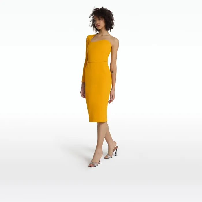 Safiyaa Qwenda Ochre Midi Dress Women Dresses