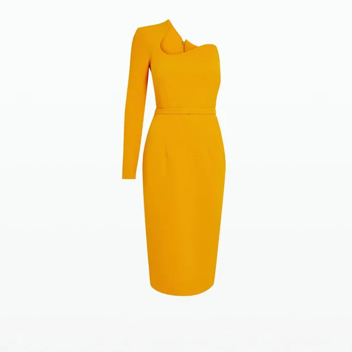 Safiyaa Qwenda Ochre Midi Dress Women Dresses