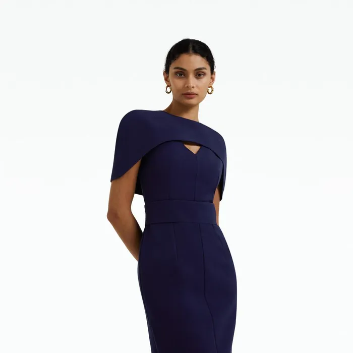 Safiyaa Rosa Azurite Blue Midi Dress Women Dresses