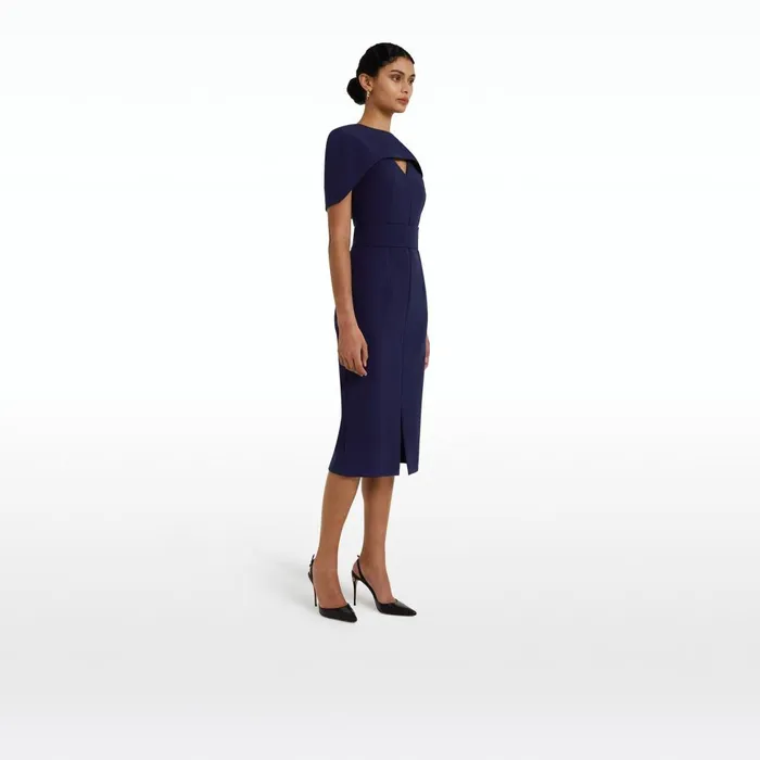 Safiyaa Rosa Azurite Blue Midi Dress Women Dresses