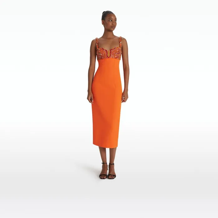 Safiyaa Sophine Amber Sun Midi Dress Women Dresses