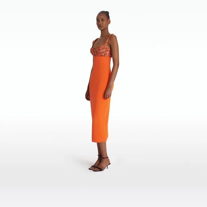 Safiyaa Sophine Amber Sun Midi Dress Women Dresses