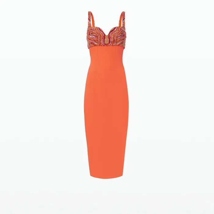 Safiyaa Sophine Amber Sun Midi Dress Women Dresses