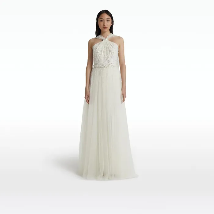 Safiyaa Tabia Ivory Long Dress Women Dresses