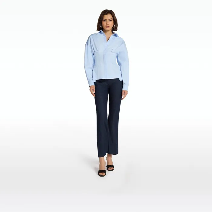Safiyaa Zelie Pale Blue Cotton Top Women Tops