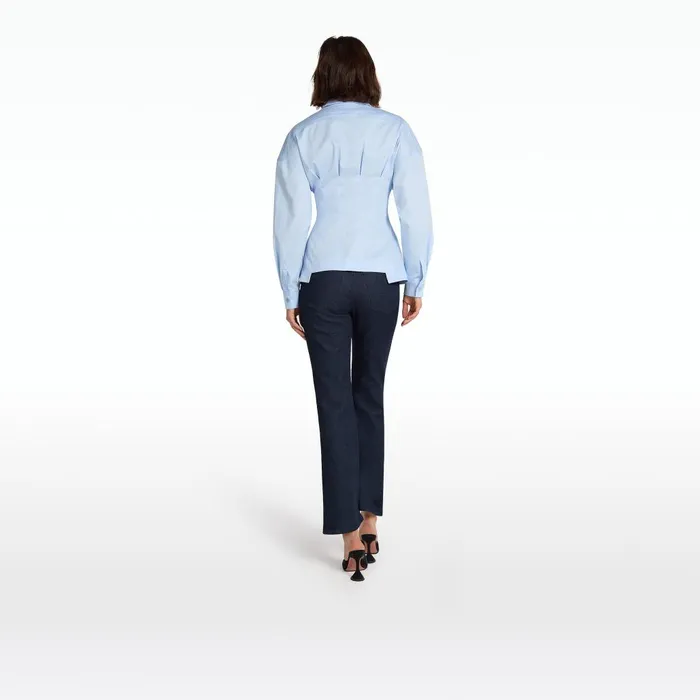 Safiyaa Zelie Pale Blue Cotton Top Women Tops