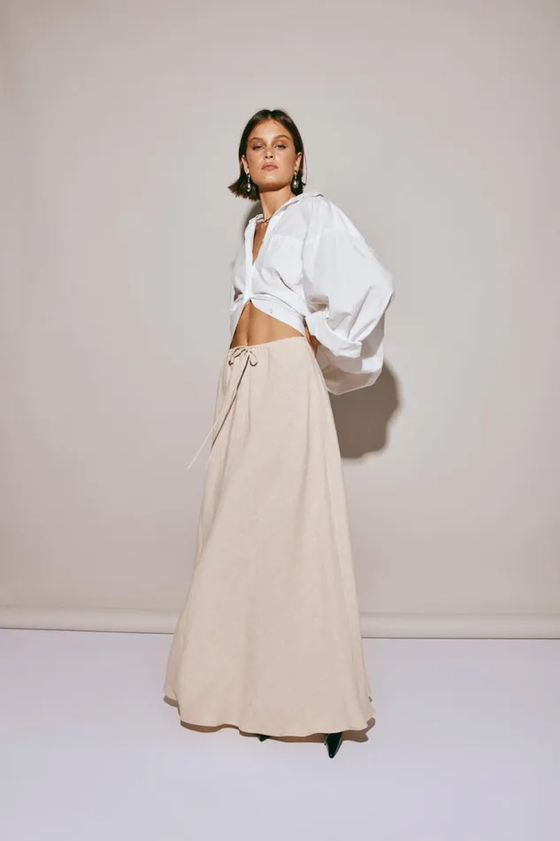 Sets Women VRG GRL Elodie Linen Maxi Skirt Oatmeal Sets Women VRG GRL Elodie Linen Maxi Skirt Oatmeal