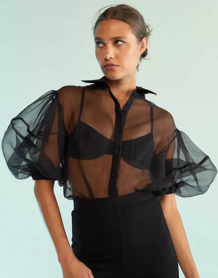 Sheer Bliss Blouse 8211 Black Women Cynthia Rowley Tops