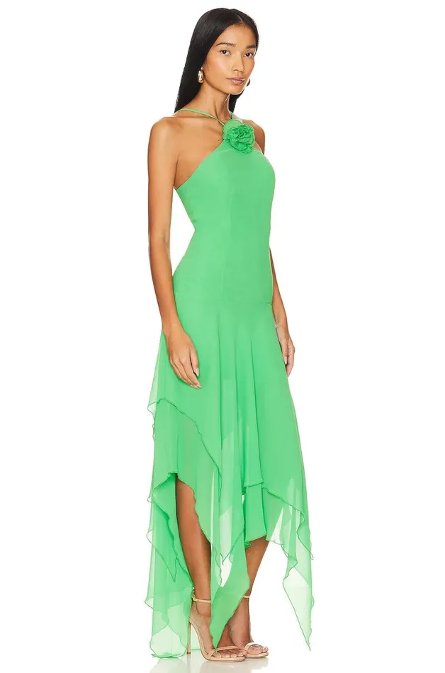 Shelby Asymmetric Dress Green Women Lovers and Friends Dresses