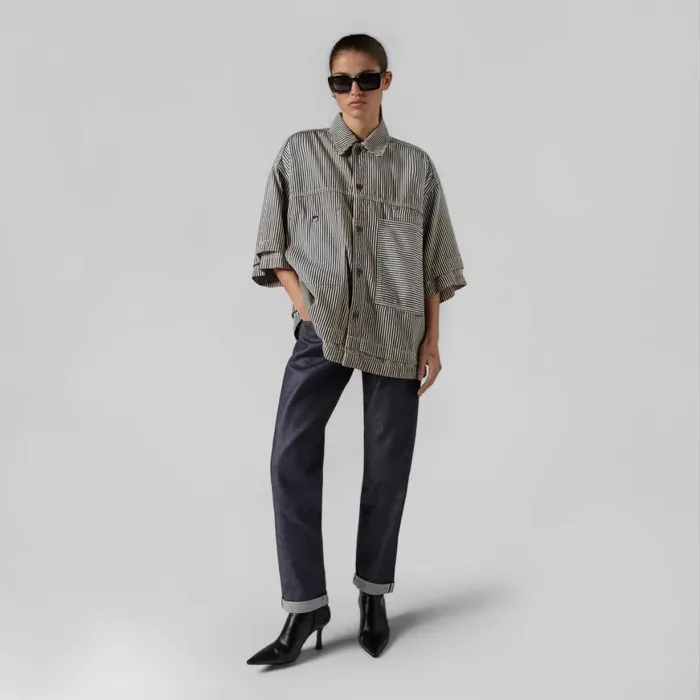 Shirts and Blouses Women GStar RAW Unisex Premium E Double Shirt Sun Faded Shima Stripe Destroyed Shirts and Blouses Women GStar RAW Unisex Premium E Double Shirt Sun Faded Shima Stripe Destroyed