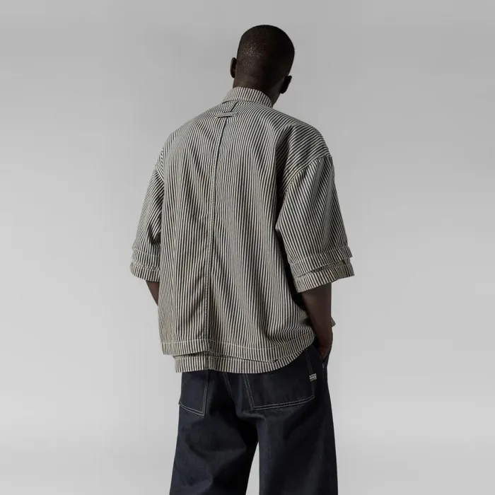 Shirts and Blouses Women GStar RAW Unisex Premium E Double Shirt Sun Faded Shima Stripe Destroyed