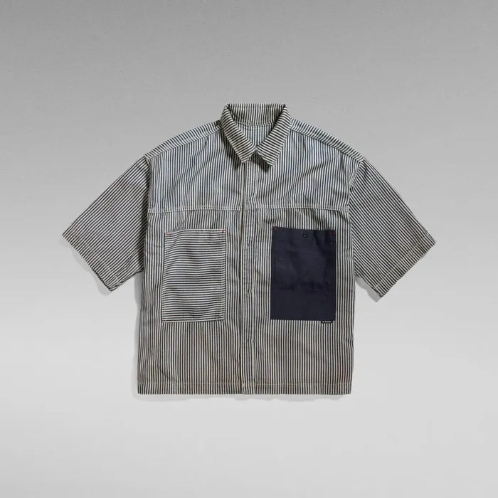 Shirts and Blouses Women GStar RAW Unisex Premium E Double Shirt Sun Faded Shima Stripe Destroyed