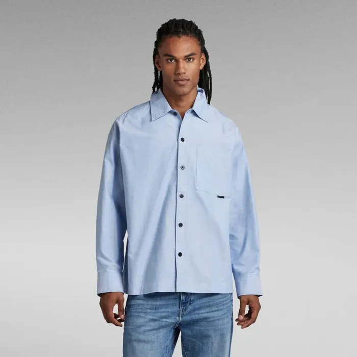 Shirts Men GStar RAW Boxy Fit Shirt Deep Wavewhite Oxford