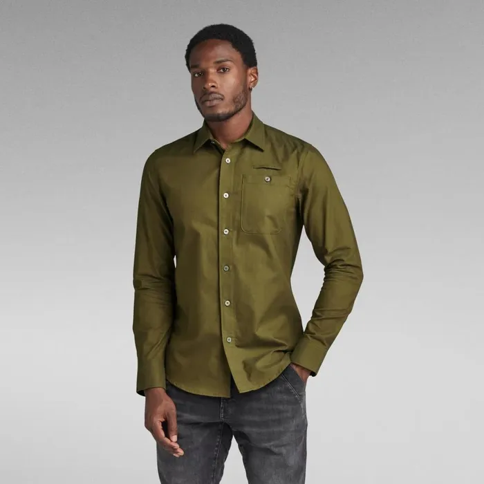 Shirts Men GStar RAW Bristum 20 Slim Shirt Tobaccoforest Night Oxford