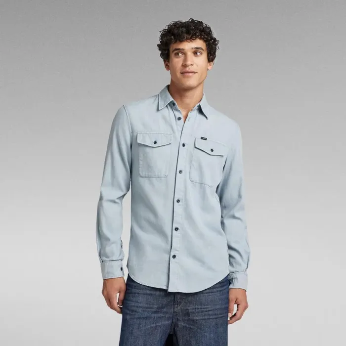 Shirts Men GStar RAW Marine Slim Shirt Faze Blue
