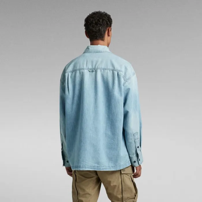 Shirts Men GStar RAW Premium Boxy Fit Shirt Sun Faded Cadet Blue