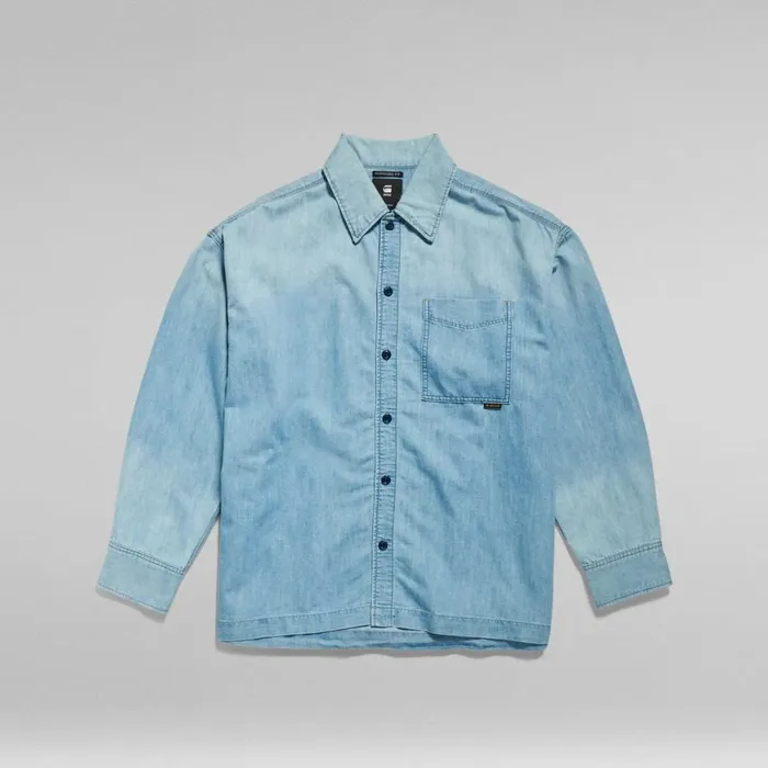 Shirts Men GStar RAW Premium Boxy Fit Shirt Sun Faded Cadet Blue