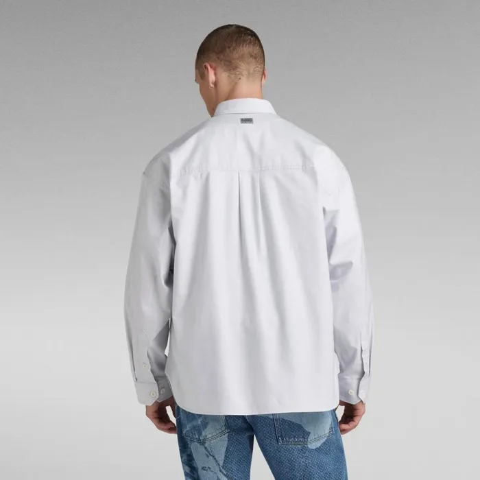 Shirts Men GStar RAW TP Button Down Oversized Shirt Oyster Bluewhite Oxford
