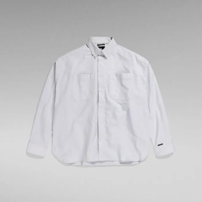 Shirts Men GStar RAW TP Button Down Oversized Shirt Oyster Bluewhite Oxford