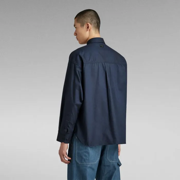 Shirts Men GStar RAW TP Button Down Oversized Shirt Rank Bluedk Black Oxford