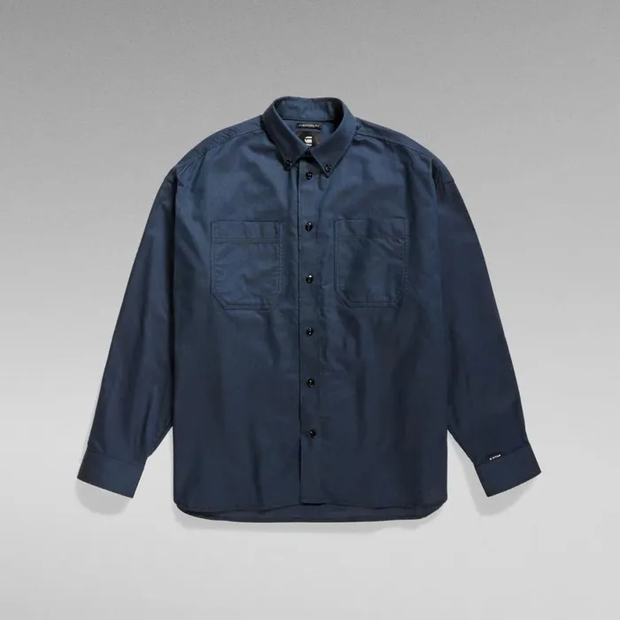 Shirts Men GStar RAW TP Button Down Oversized Shirt Rank Bluedk Black Oxford