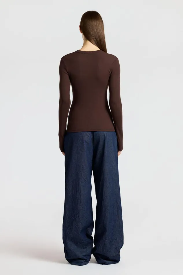 Shirts Women COTTON CITIZEN Verona UNeck Shirt Chocolate Shirts Women COTTON CITIZEN Verona UNeck Shirt Chocolate