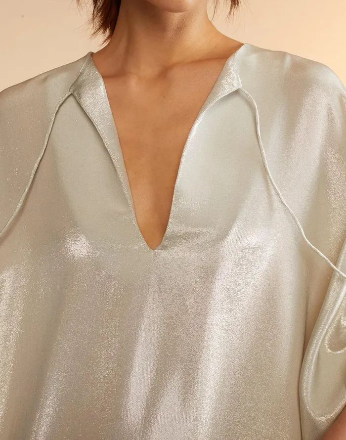 Silk Lame Kaftan 8211 Silver Women Cynthia Rowley Dresses