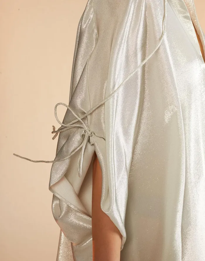 Silk Lame Kaftan 8211 Silver Women Cynthia Rowley Dresses