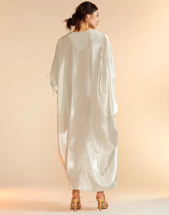 Silk Lame Kaftan 8211 Silver Women Cynthia Rowley Dresses