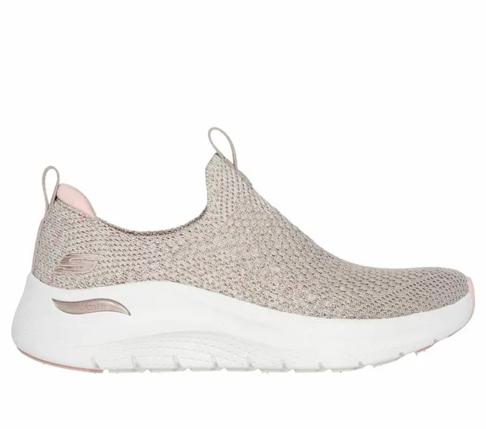 Skechers Arch Fit 20 8211 Sheer Shimmer Taupe Pink Women Athletic Sneakers