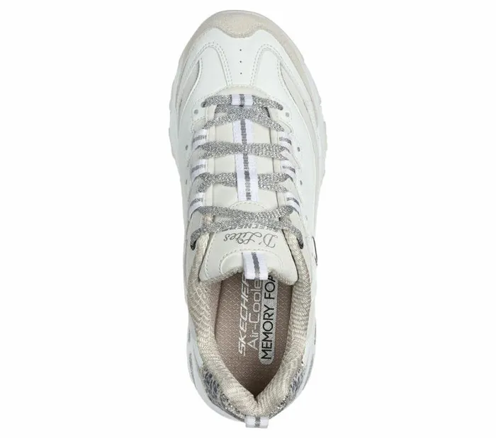 Skechers D039Lites8211 Golden Chic White Silver Women Athletic Sneakers