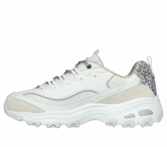 Skechers D039Lites8211 Golden Chic White Silver Women Athletic Sneakers