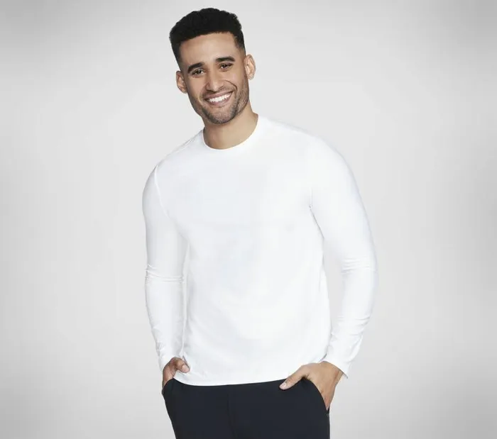 Skechers GO DRI All Day Long Sleeve Tee White Men Tops