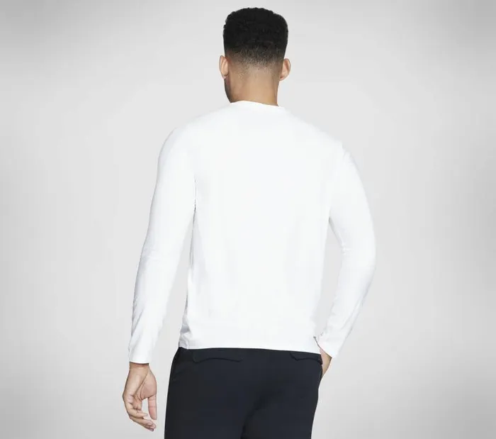 Skechers GO DRI All Day Long Sleeve Tee White Men Tops Skechers GO DRI All Day Long Sleeve Tee White Men Tops