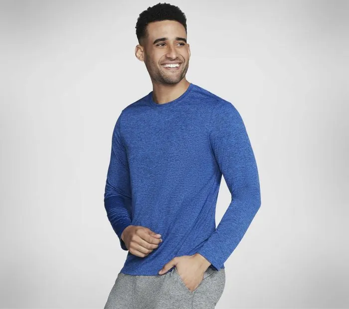 Skechers GO DRI Charge Long Sleeve Tee Royal Men Tops Skechers GO DRI Charge Long Sleeve Tee Royal Men Tops