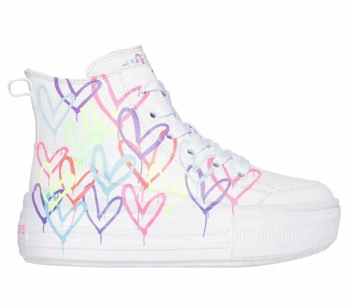 Skechers JGoldcrown Hyperlift White Multi Kids Lace Ups