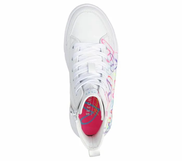 Skechers JGoldcrown Hyperlift White Multi Kids Lace Ups Skechers JGoldcrown Hyperlift White Multi Kids Lace Ups