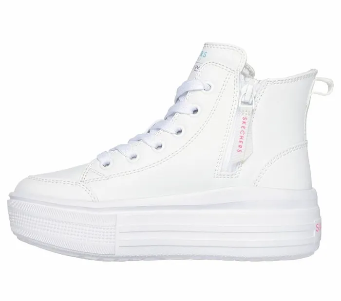 Skechers JGoldcrown Hyperlift White Multi Kids Lace Ups Skechers JGoldcrown Hyperlift White Multi Kids Lace Ups