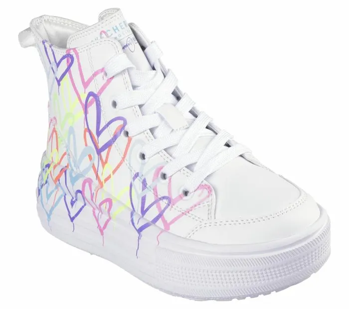 Skechers JGoldcrown Hyperlift White Multi Kids Lace Ups Skechers JGoldcrown Hyperlift White Multi Kids Lace Ups