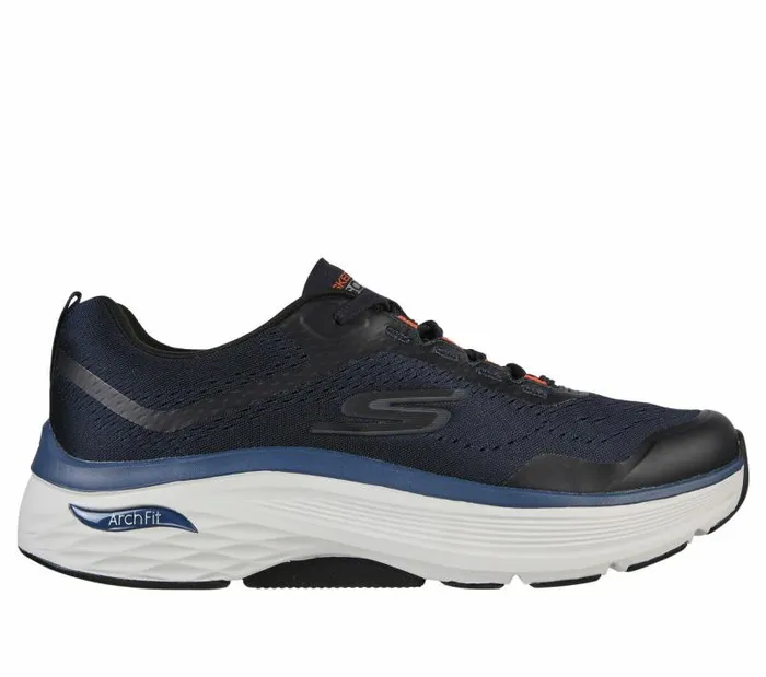 Skechers Max Cushioning Arch Fit Navy Orange Men Athletic Sneakers