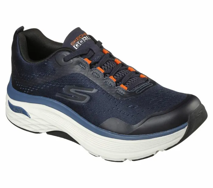 Skechers Max Cushioning Arch Fit Navy Orange Men Athletic Sneakers