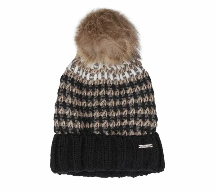 Skechers Metallic Yarn Beanie Hat Black WomenMen Cold Weather Gear