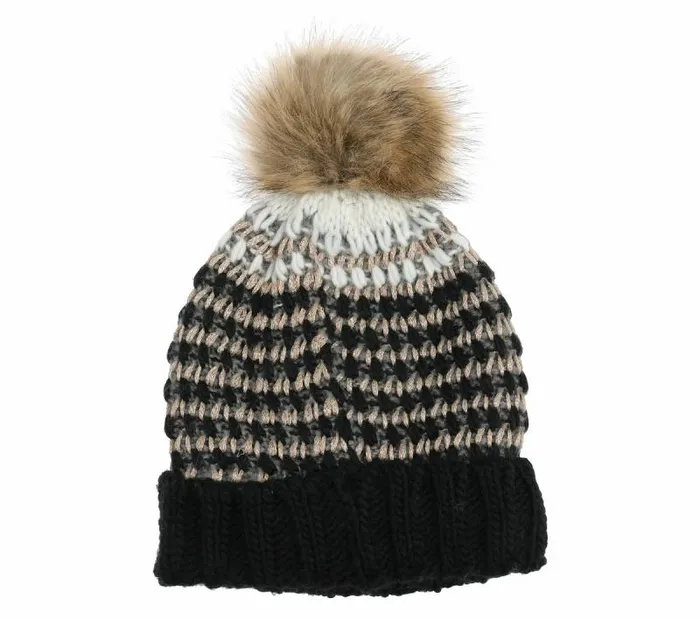 Skechers Metallic Yarn Beanie Hat Black WomenMen Cold Weather Gear Skechers Metallic Yarn Beanie Hat Black WomenMen Cold Weather Gear